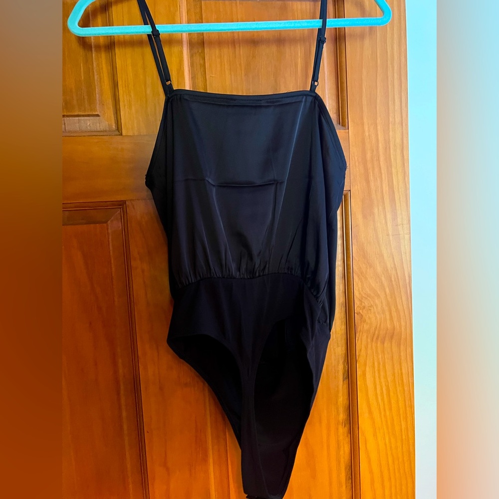 Express satin spaghetti strap bodysuit with lace detailing  size M